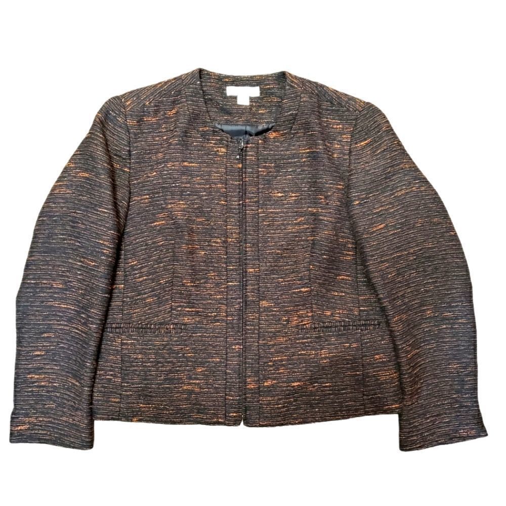 Coldwater Creek Brown Textured Zip Up Jacket Sz PL (14-16)